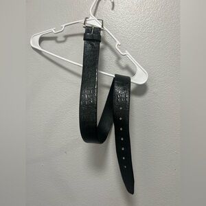 Black Crocodile Emboss Genuine Cowhide Belt | Jaquatinga Lizard Grain | W 34-35